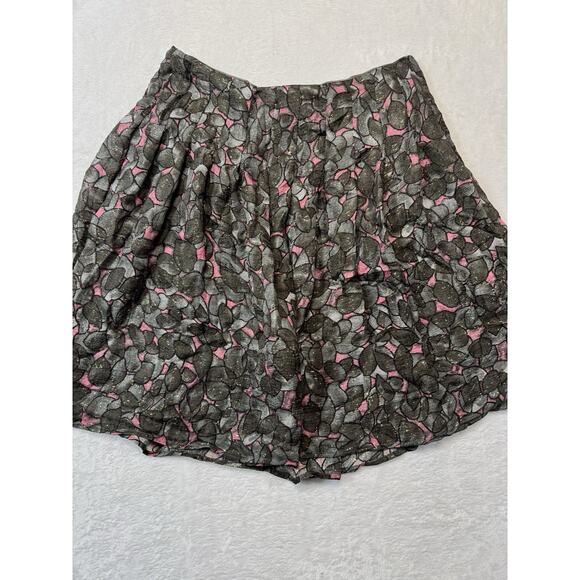 Shin Choi Silk Blend Sparkle Leaf Skirt In Autumn Brown And Pink Size 10 - Picture 1 of 5